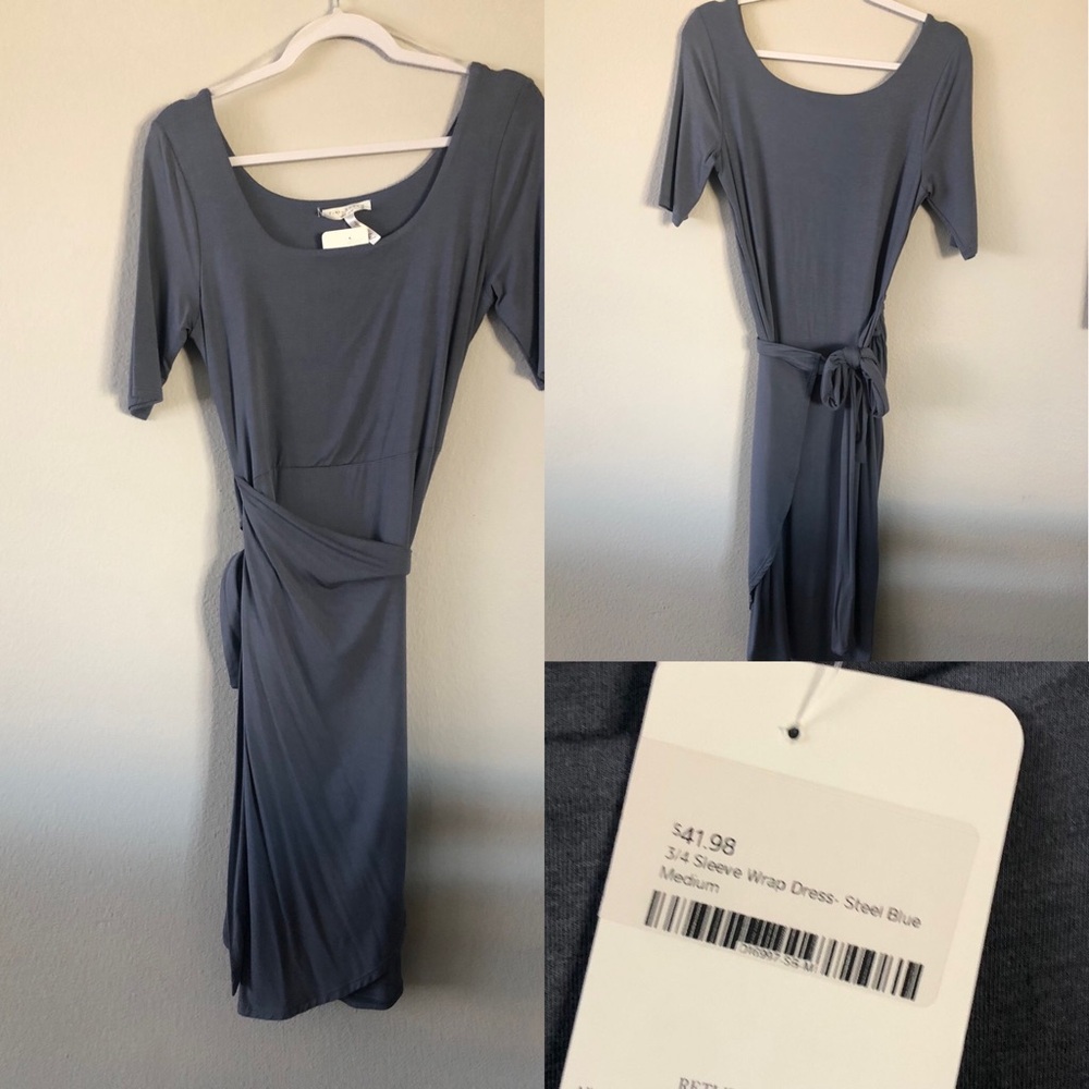 3/4 sleeve wrap dress